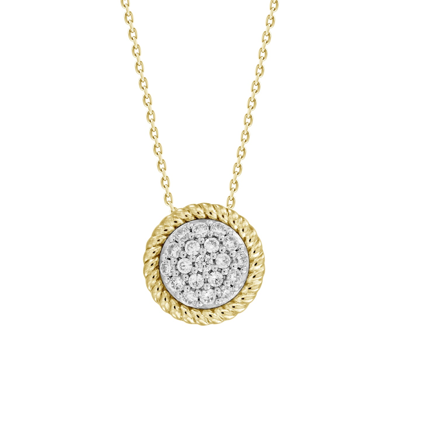 LADIES PENDANT WITH CHAIN 0.25CT ROUND DIAMOND 14K YELLOW GOLD