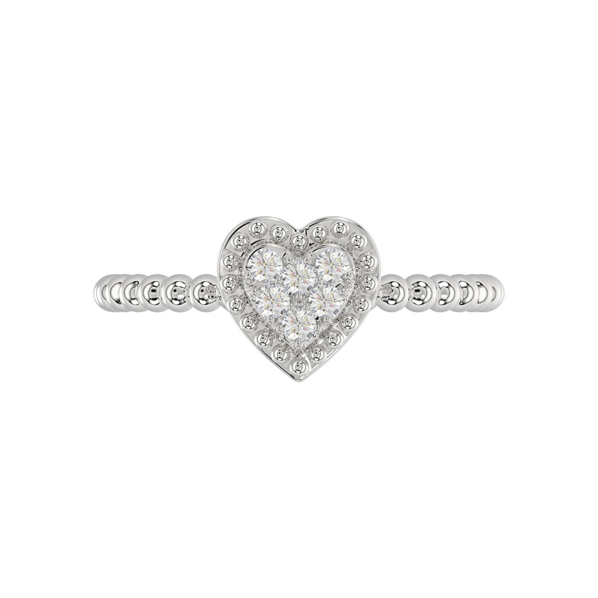 Ladies 0.10Ct Round Diamond Halo Heart Ring Sterling Silver Stylish Women’S Engagement & Promise Ring