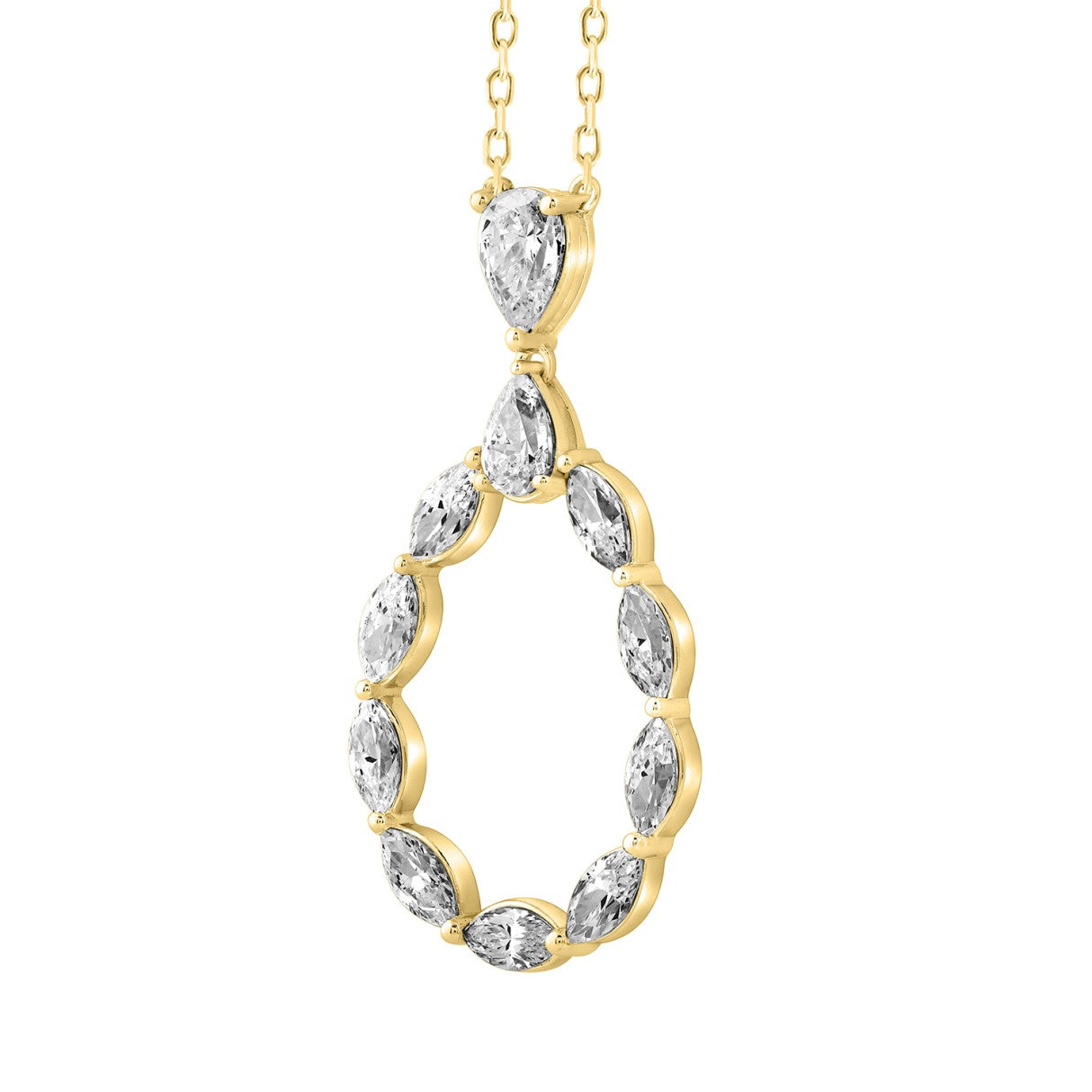 LADIES PENDANT WITH CHAIN 2 1/2CT MARQUISE/PEAR DIAMOND 14K YELLOW GOLD