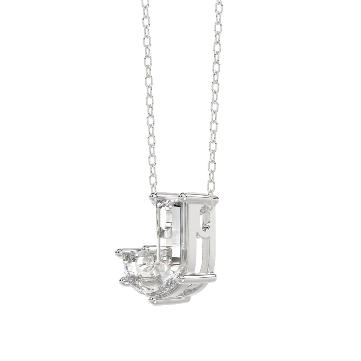 14K WHITE GOLD 7/8CT FANCY CUT ALPHABET DIAMOND LADIES PENDANT WITH CHAIN