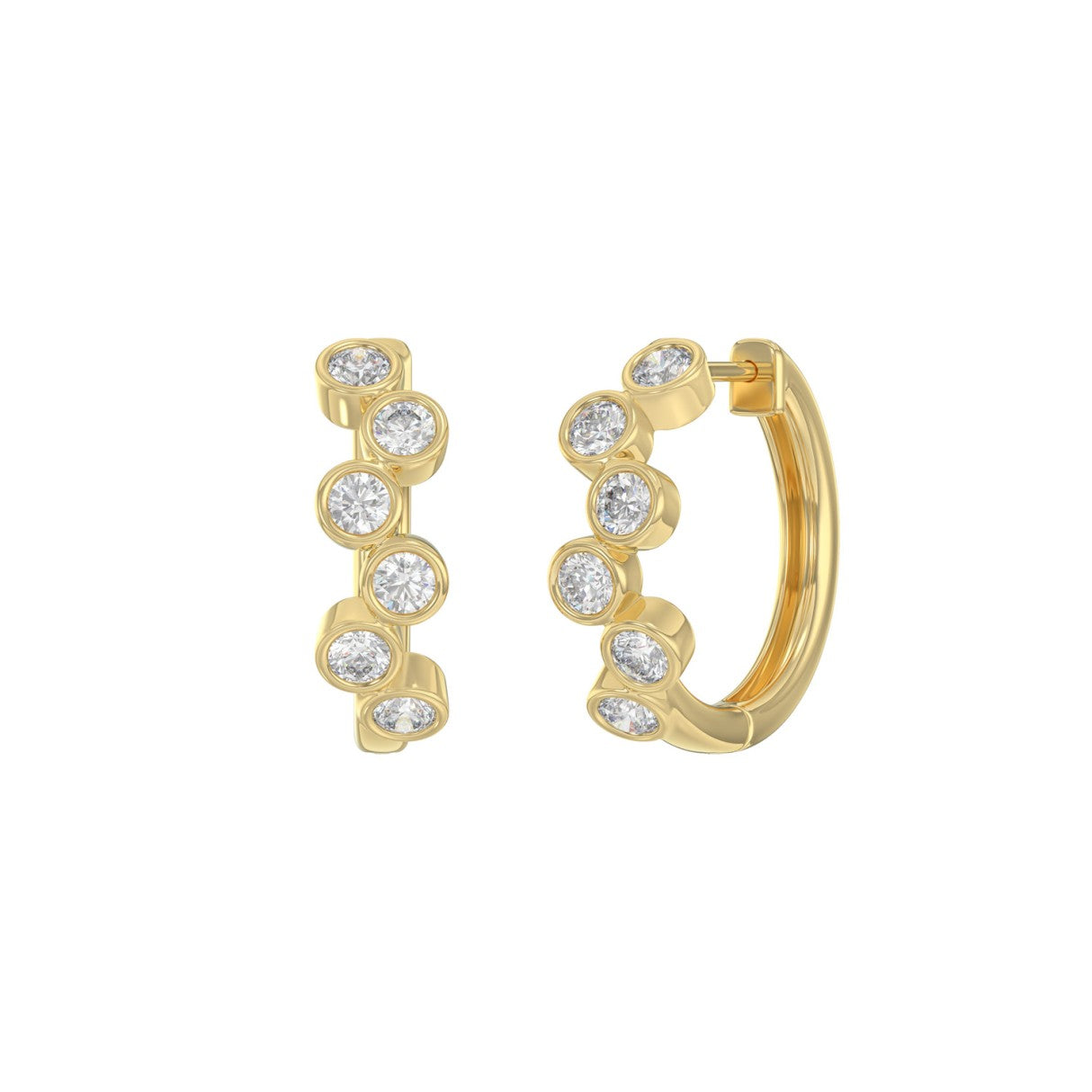 Elegant Ladies 10K Yellow Gold 3/4CT Round Lab Grown Diamond Fancy Hoop Earrings (Color F-G -Clarity VS1/VS2)