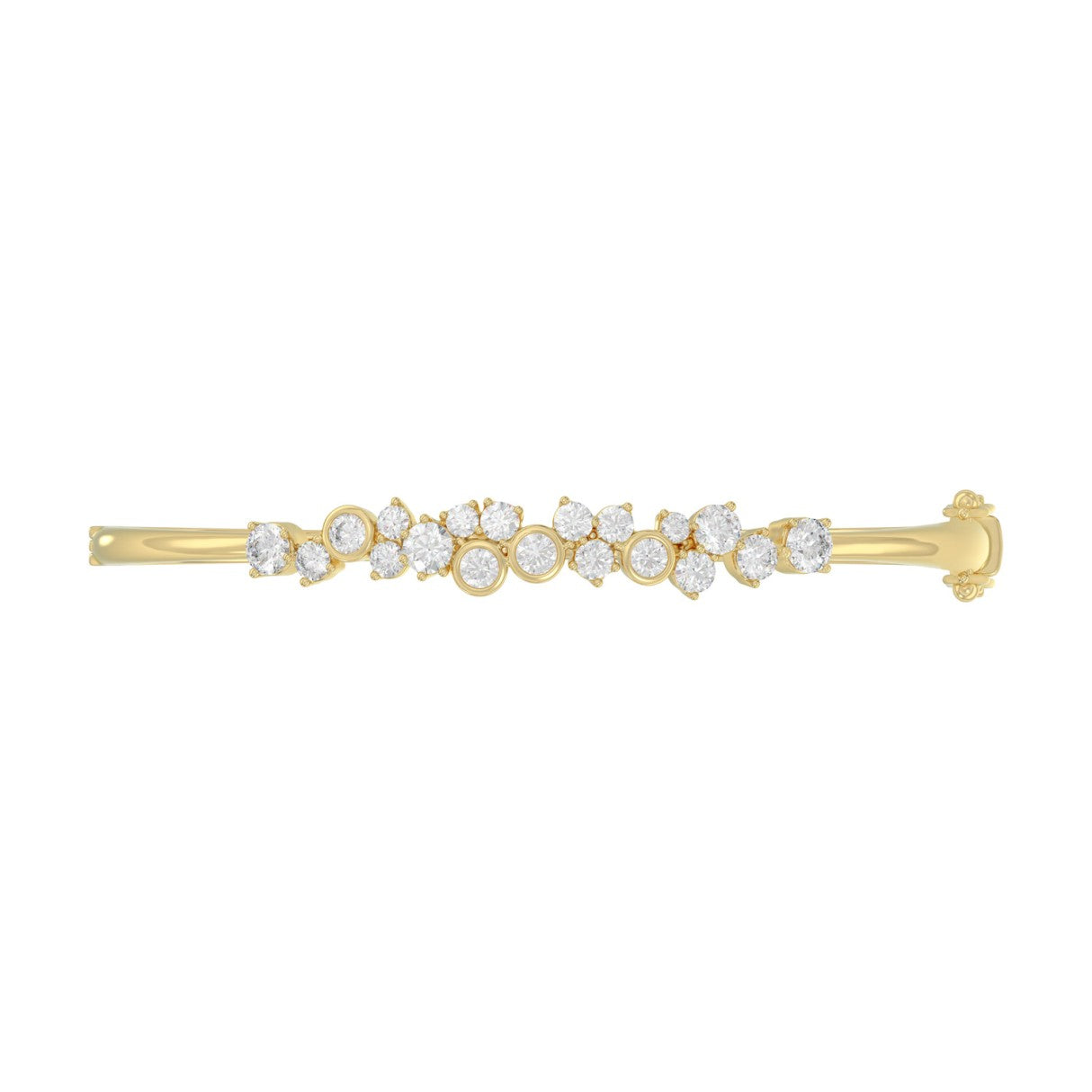 14K Yellow Gold Ladies Flexible Bangle 1 3/4CT Round Cut Diamonds (Color F-G -Clarity VS1/VS2)