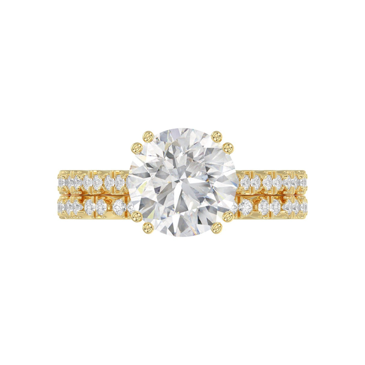 Ladies 14K Yellow Gold Ladies Elegance- Bridal Set 3 1/3CT Round Diamond 3.00CT Round Center stone (Color F-G -Clarity VS1/VS2)