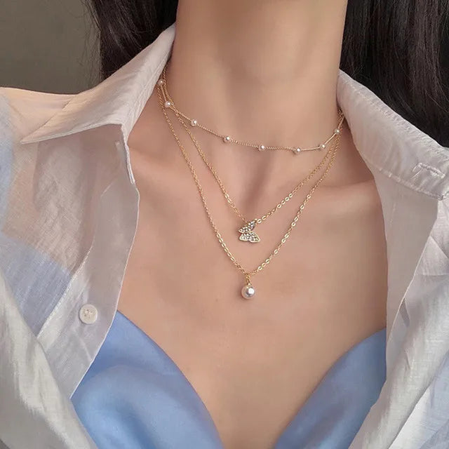 Korean Version Acrylic Butterfly Pendant Necklace