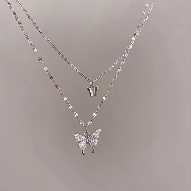 Korean Version Acrylic Butterfly Pendant Necklace