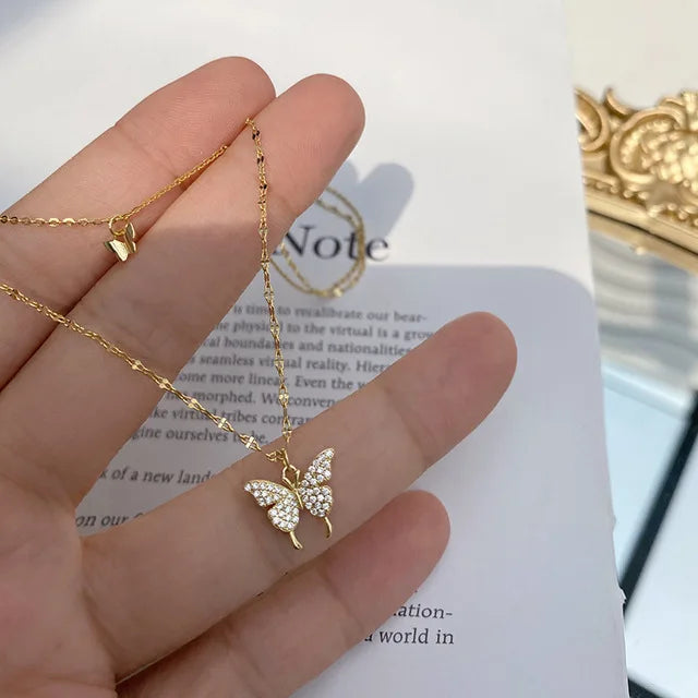Korean Version Acrylic Butterfly Pendant Necklace
