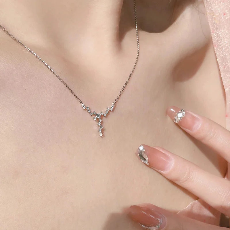 Kpop Fairy Zircon Wings Heart Crystal Pendant Necklace