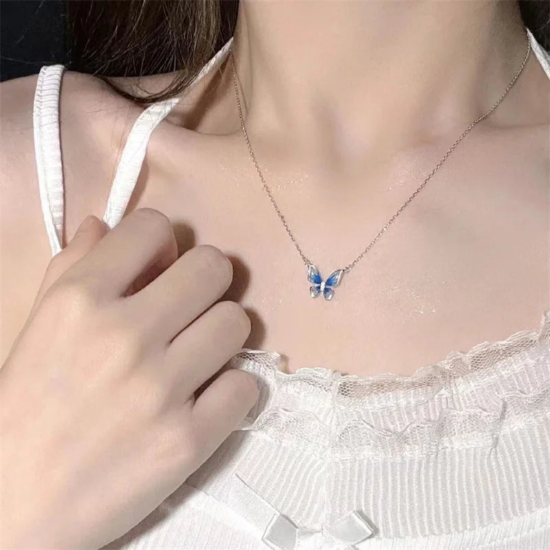 Korean Version Acrylic Butterfly Pendant Necklace