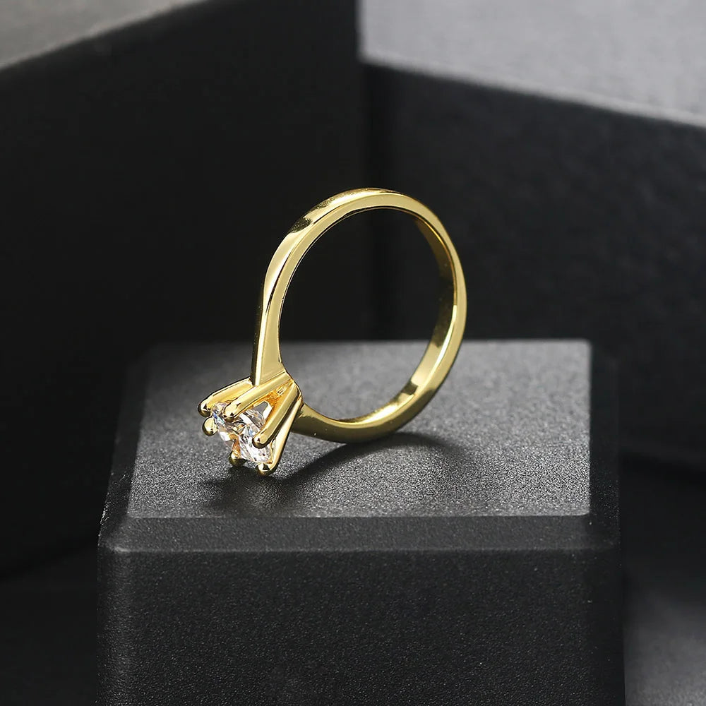 1 Carat Crystal Gold Color Wedding Ring