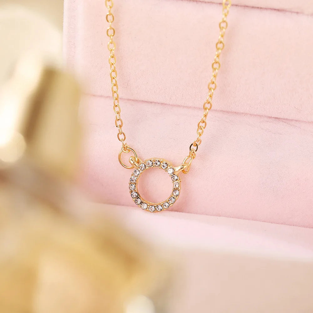 Trend Elegant Jewelry Crystal Circle Pendant Necklace