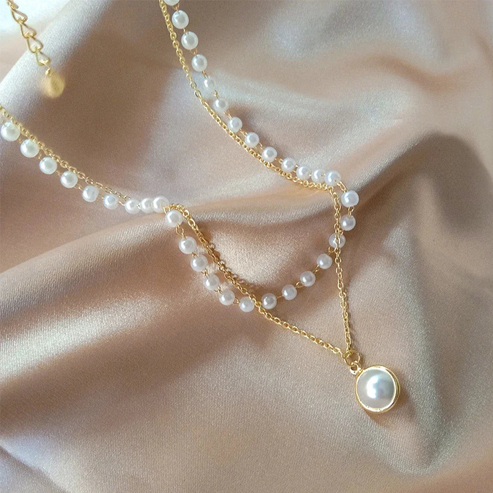 Double-Layer Pearl Choker Necklace