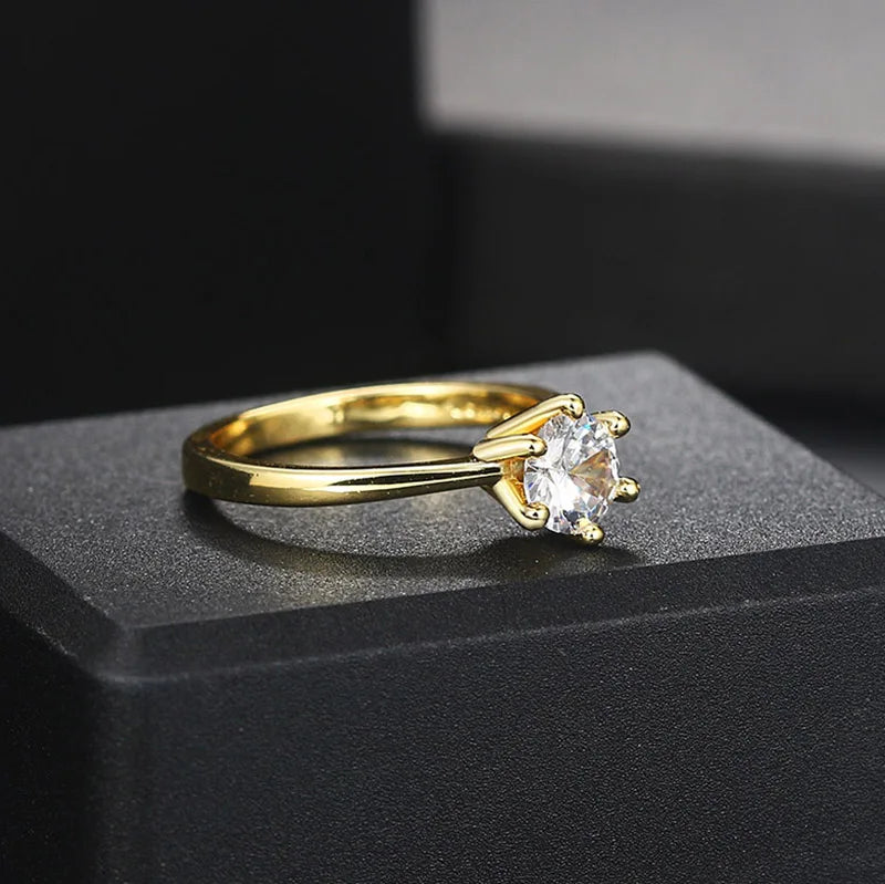 1 Carat Crystal Gold Color Wedding Ring
