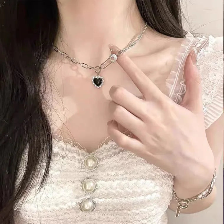 Pink Crystal Cherry Pendant Necklace