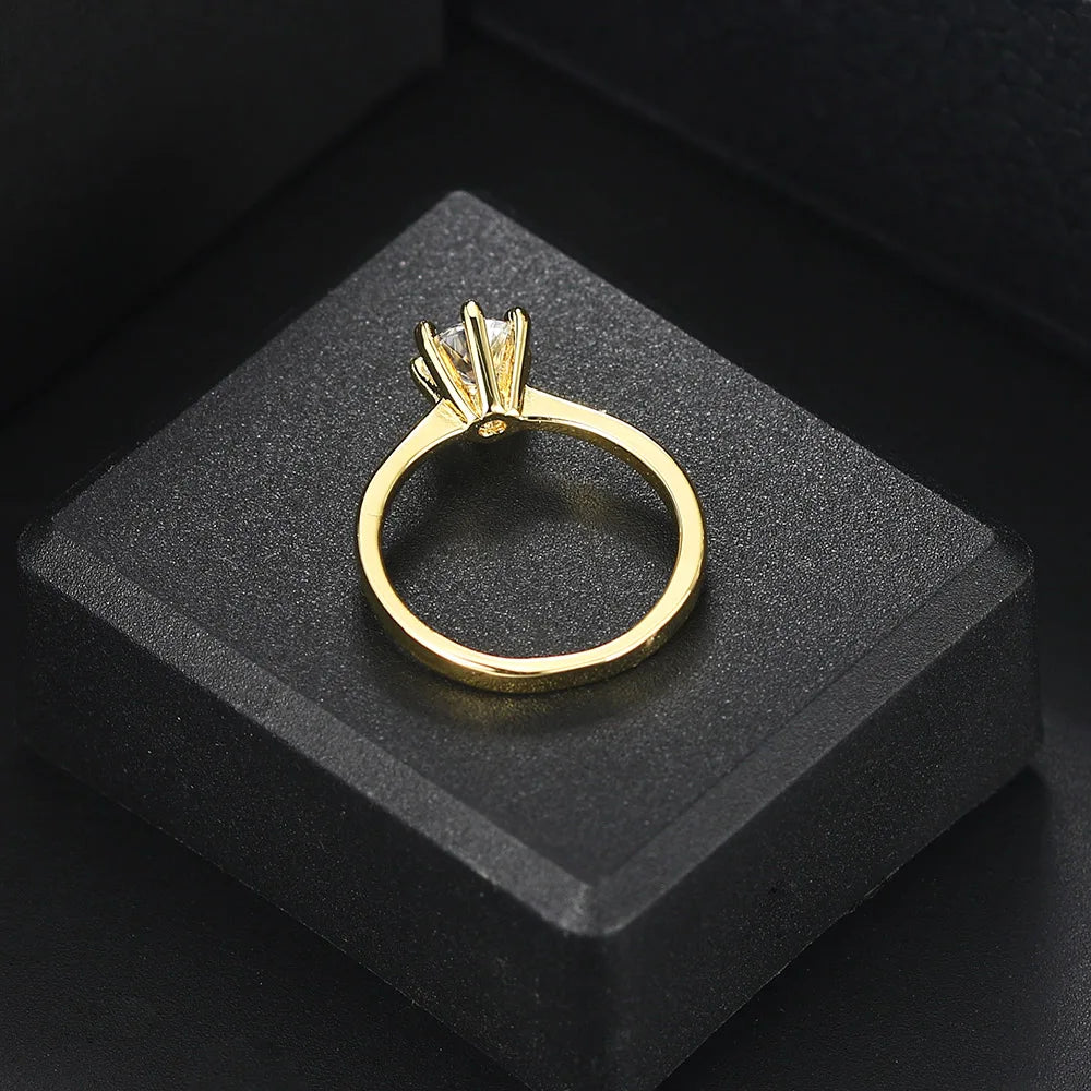 1 Carat Crystal Gold Color Wedding Ring