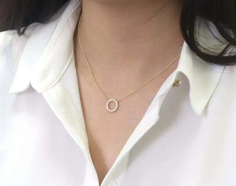 Trend Elegant Jewelry Crystal Circle Pendant Necklace