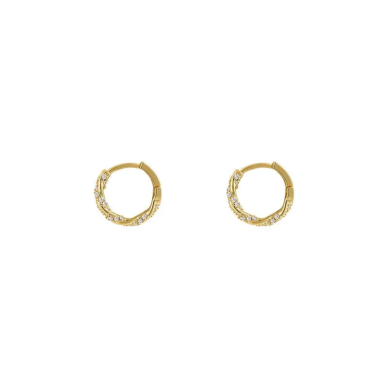 Korean Simple Round Zirconia Hoop Earrings