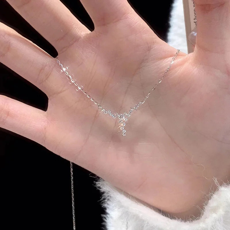 Kpop Fairy Zircon Wings Heart Crystal Pendant Necklace