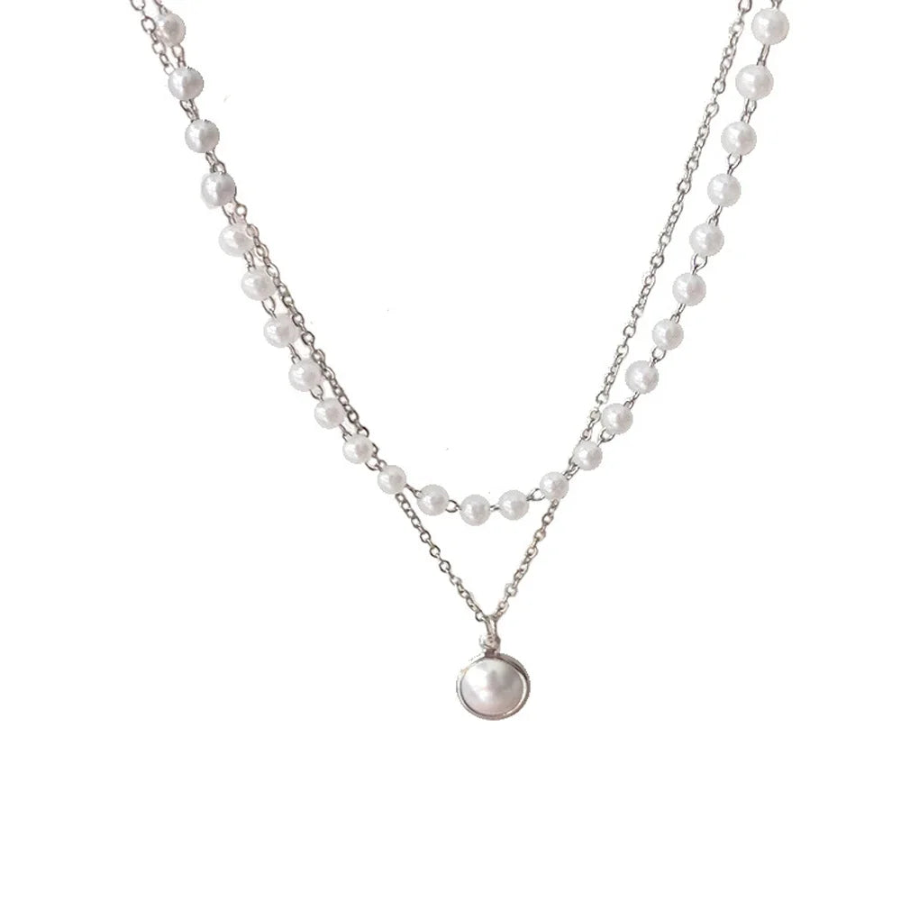 Double-Layer Pearl Choker Necklace