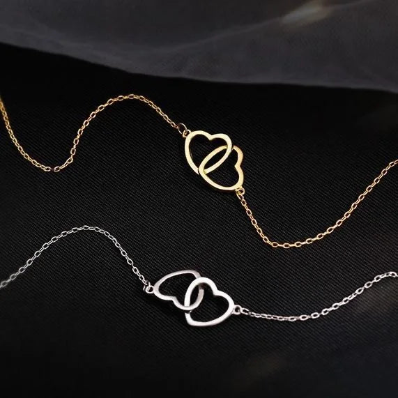 Double Heart Clavicle Chain Necklace