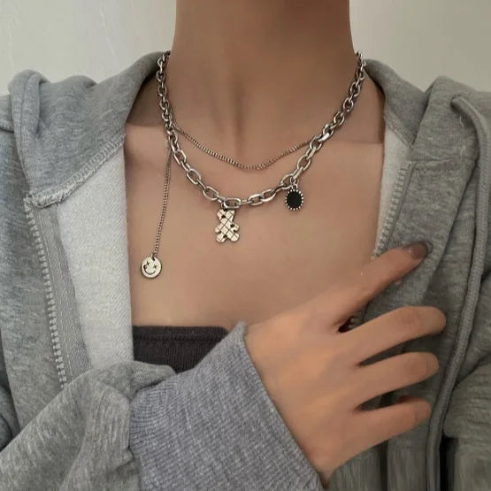 Fashion Simple Double Cute Bear Pendant Necklace