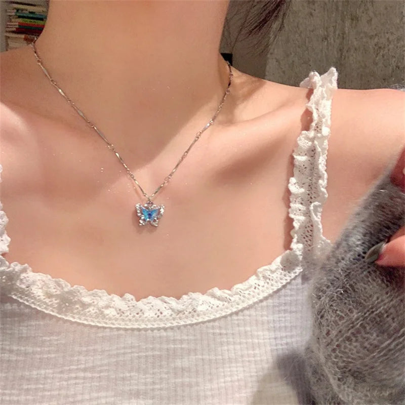 Korean Version Acrylic Butterfly Pendant Necklace