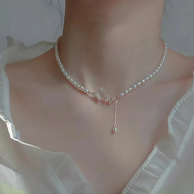 Korean Version Acrylic Butterfly Pendant Necklace