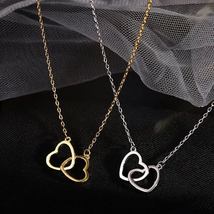 Double Heart Clavicle Chain Necklace