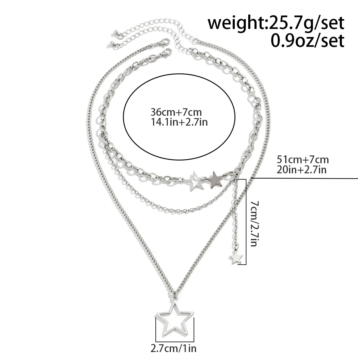 Salircon Trendy Y2K Star Pendant Necklace