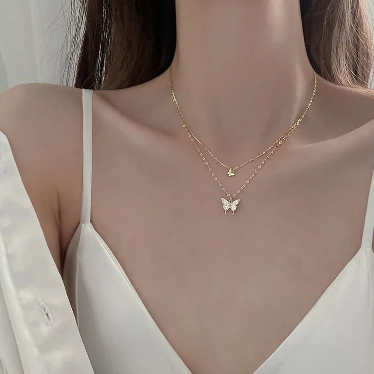 Double Heart Clavicle Chain Necklace