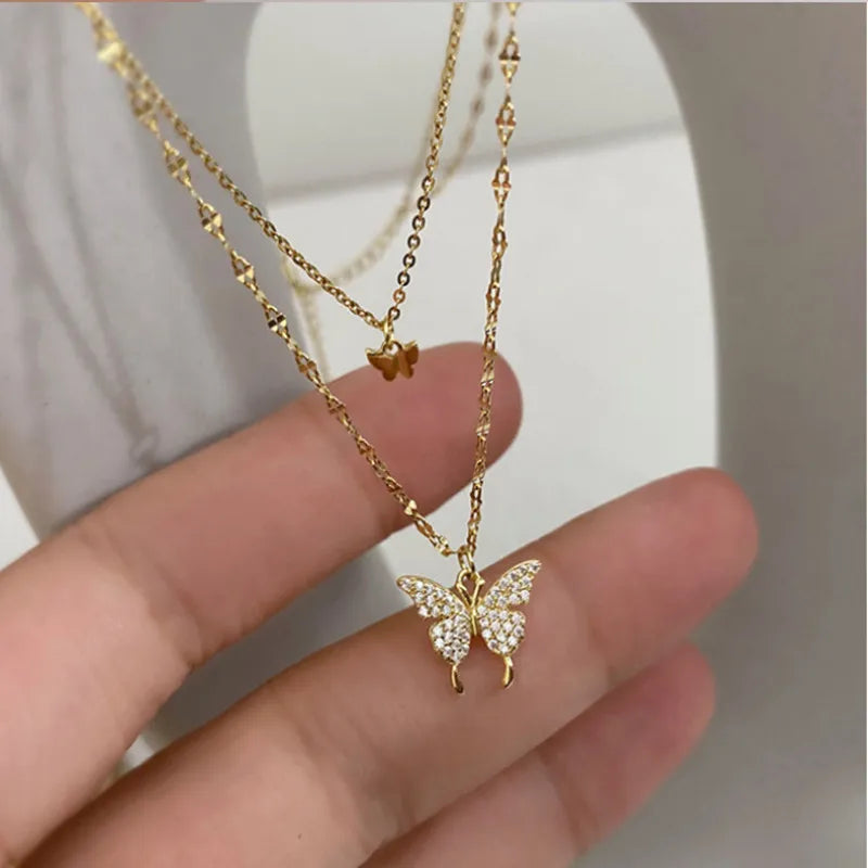 Fashion Simple Double Cute Bear Pendant Necklace
