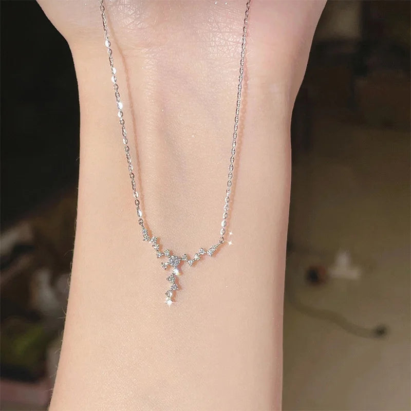 Kpop Fairy Zircon Wings Heart Crystal Pendant Necklace
