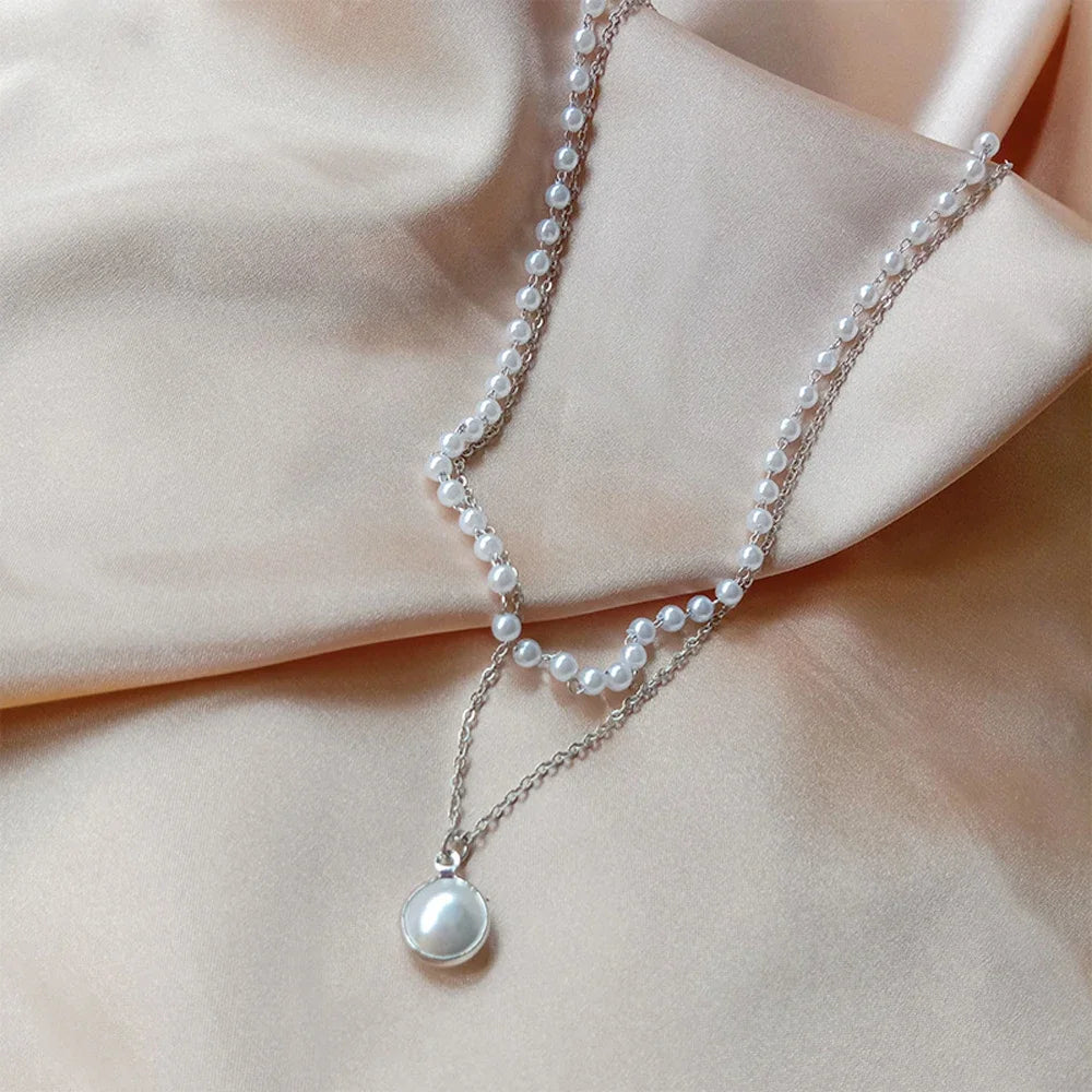 Double-Layer Pearl Choker Necklace