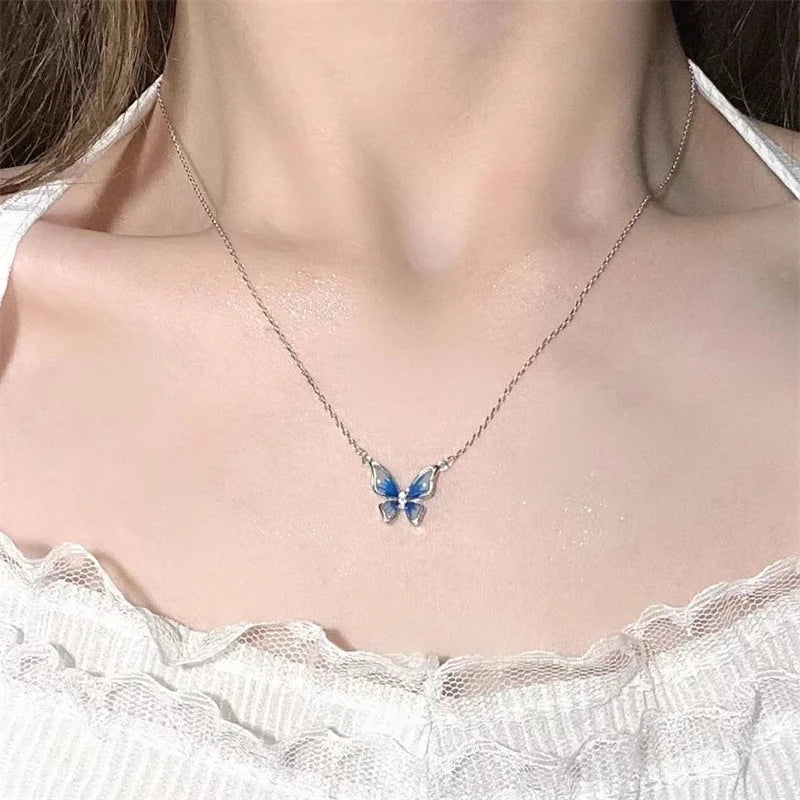 Korean Version Acrylic Butterfly Pendant Necklace
