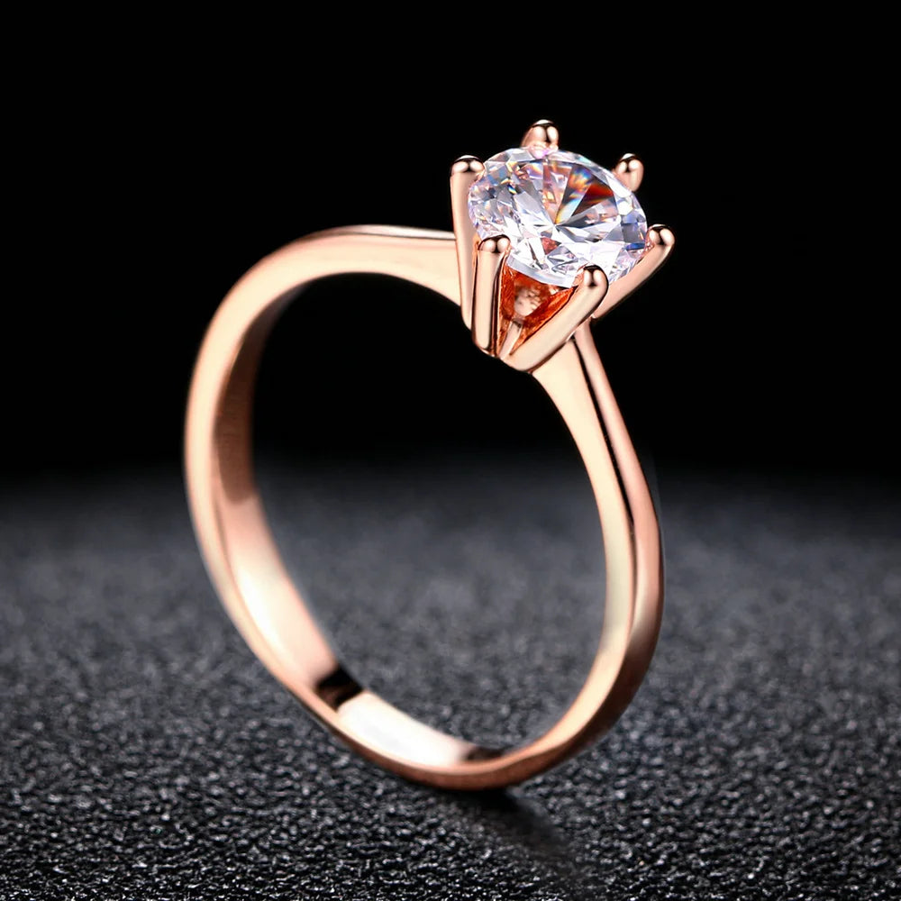 1 Carat Crystal Gold Color Wedding Ring