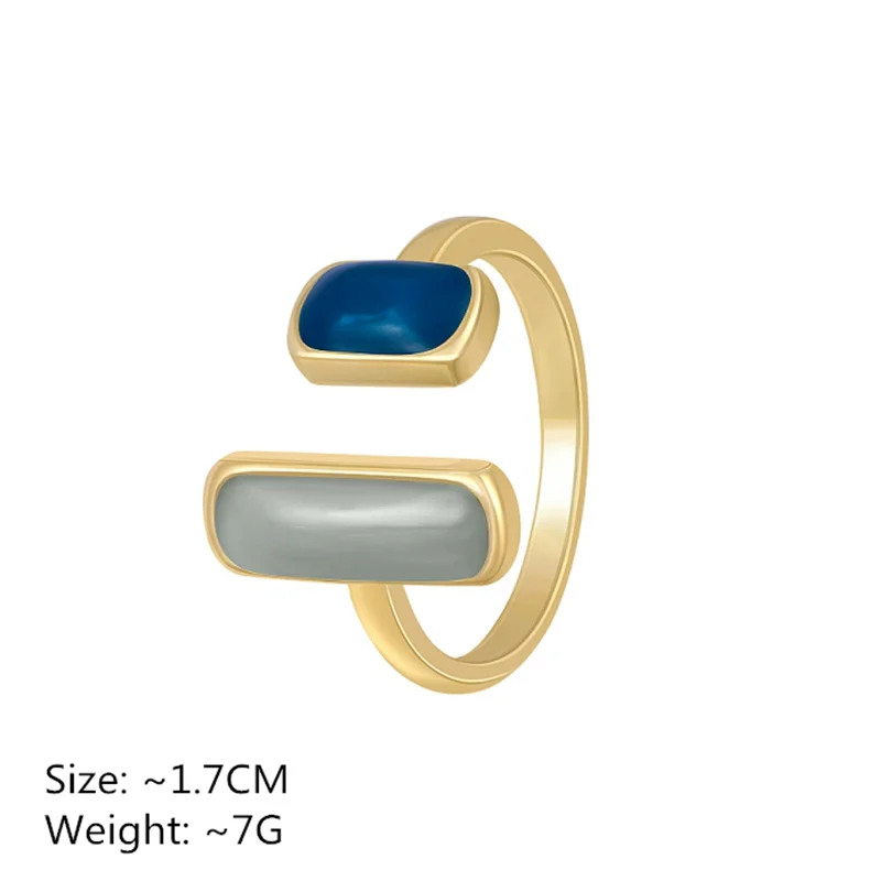 Square Blue Oil Dripping Ring