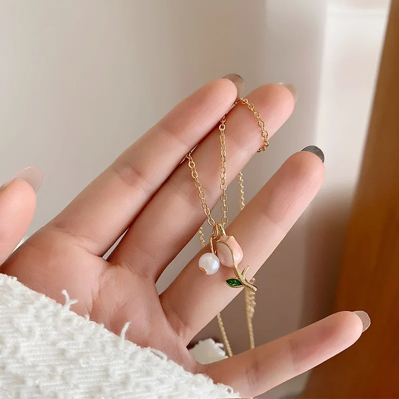 Fashion Women Charm Tulip Flower Pendant Necklace