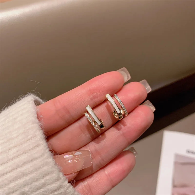 2024 New Irregular U-Shaped Zircon Stud Earrings