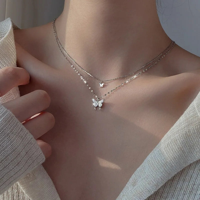 Fashion Simple Double Cute Bear Pendant Necklace