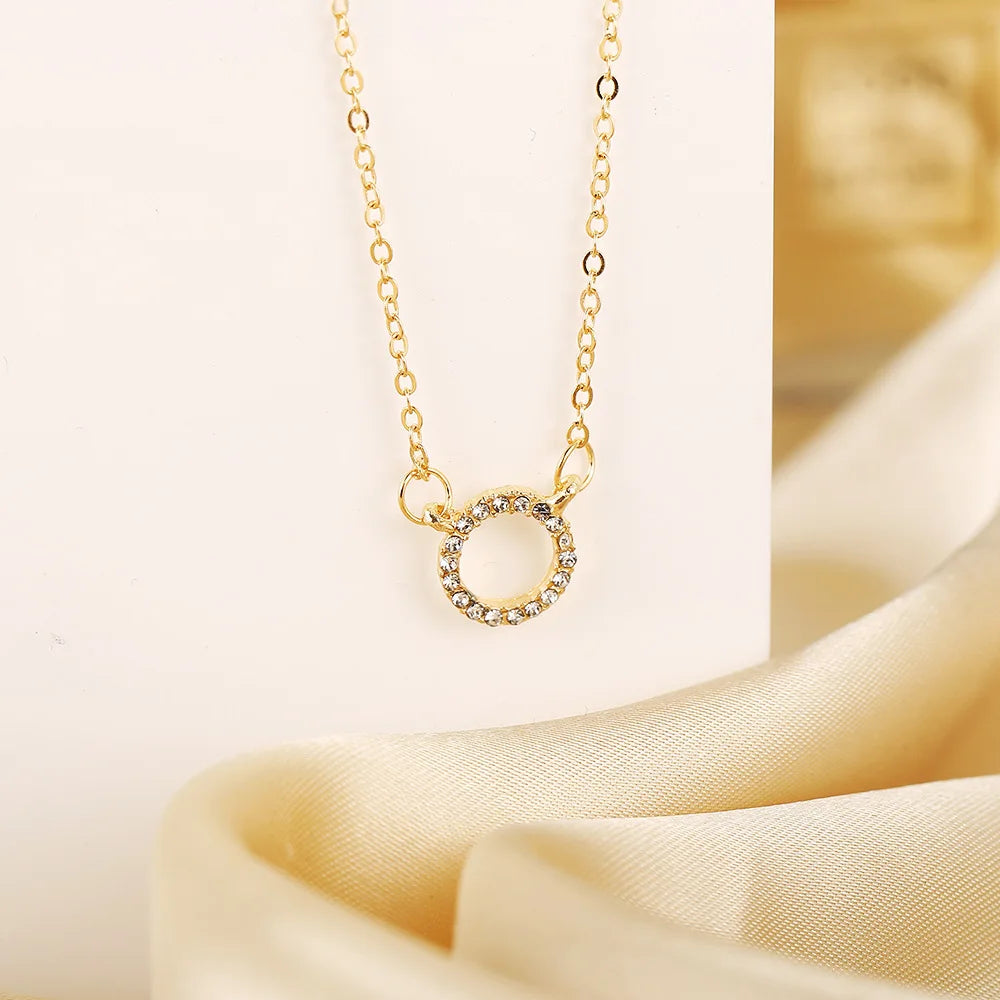 Trend Elegant Jewelry Crystal Circle Pendant Necklace