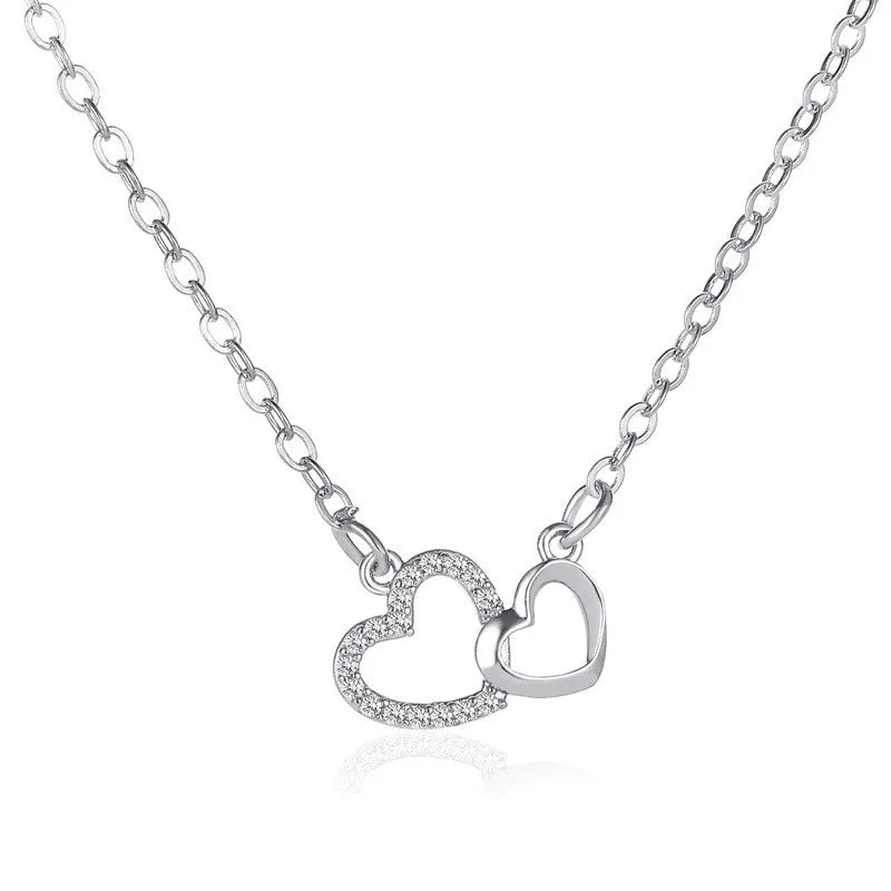 Double Heart Clavicle Chain Necklace