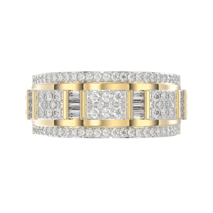 MEN'S BAND 1.00CT ROUND/BAGUETTE DIAMOND 10K YELLOW GOLD