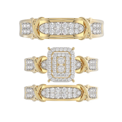 LADIES TRIOS 1.00CT ROUND DIAMOND 10K YELLOW GOLD