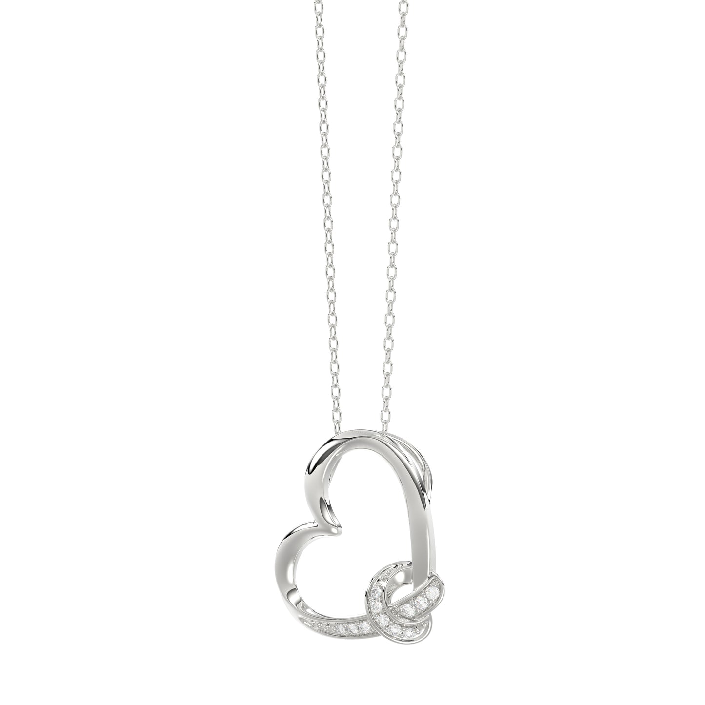 LADIES PENDANT 0.10CT ROUND DIAMOND 10K WHITE GOLD
