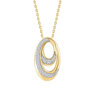 LADIES PENDANT WITH CHAIN 0.16CT ROUND DIAMOND 14K YELLOW GOLD