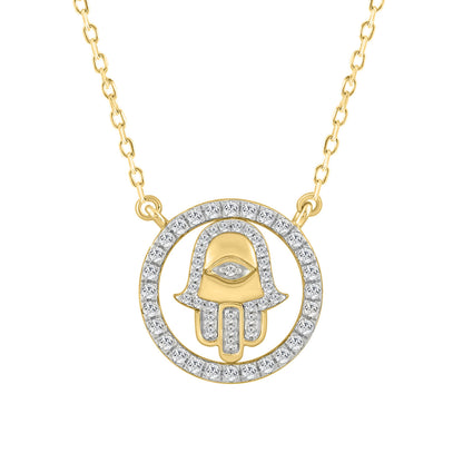 LADIES NECKLACE 0.25CT ROUND DIAMOND 14K YELLOW GOLD