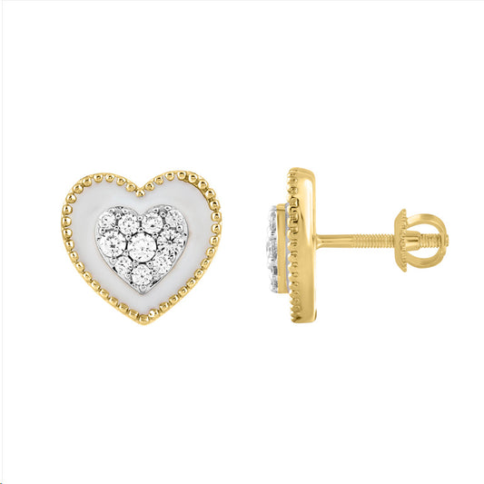 LADIES EARRINGS 0.33CT ROUND DIAMOND 14K YELLOW GOLD