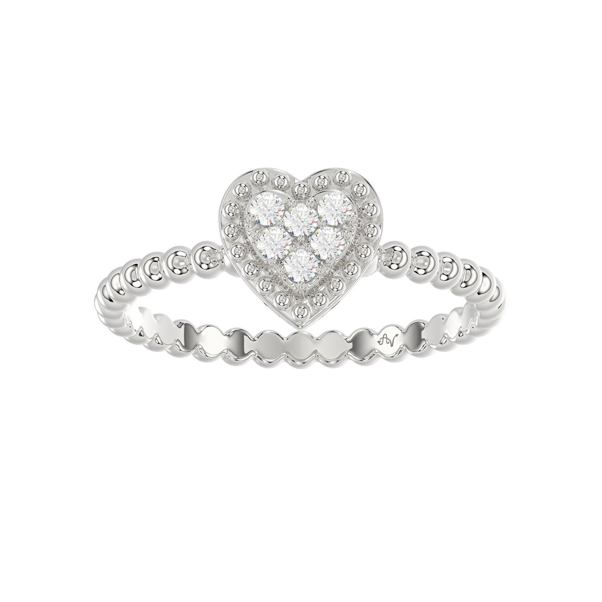 Ladies 0.10Ct Round Diamond Halo Heart Ring Sterling Silver Stylish Women’S Engagement & Promise Ring