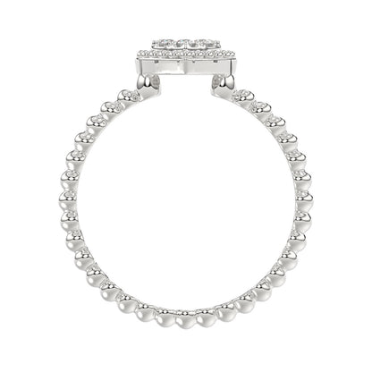 Ladies 0.10Ct Round Diamond Halo Heart Ring Sterling Silver Stylish Women’S Engagement & Promise Ring