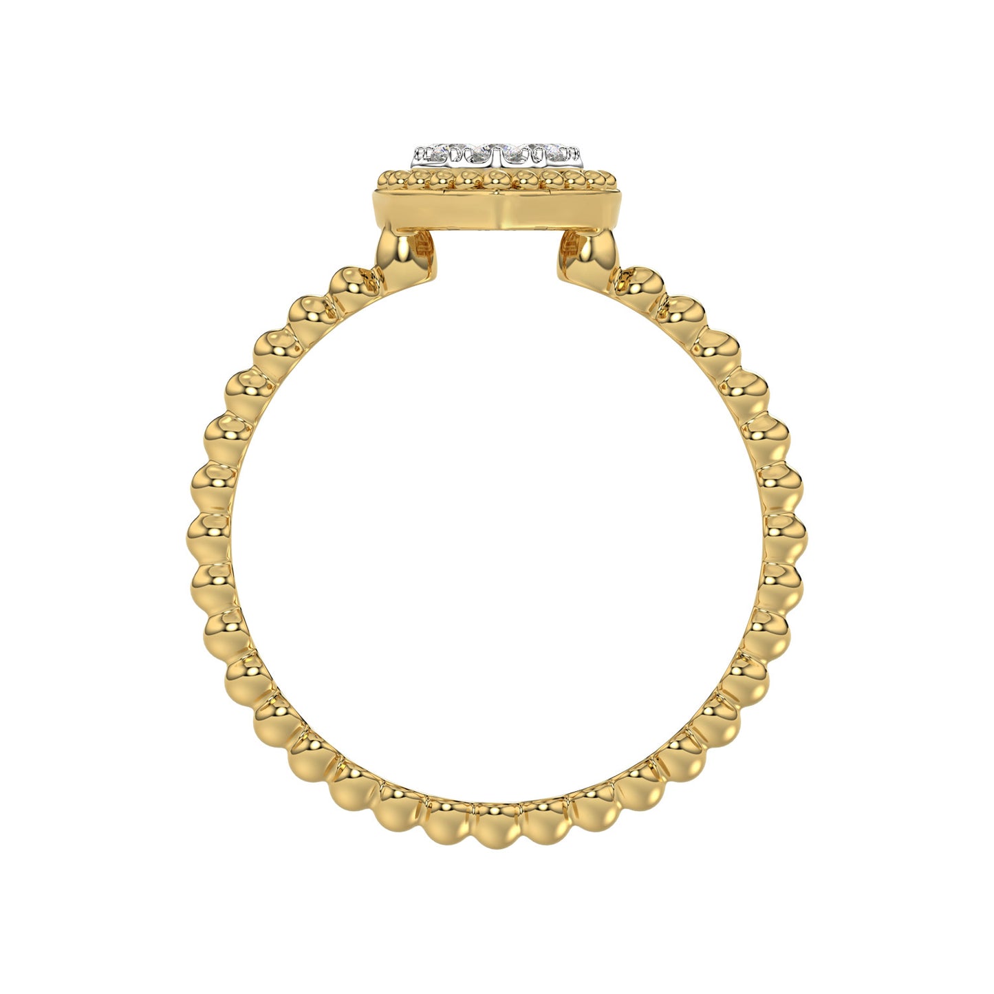 Ladies Halo Ring 0.10Ct Heart Shape Round Diamond 10K Yellow Gold