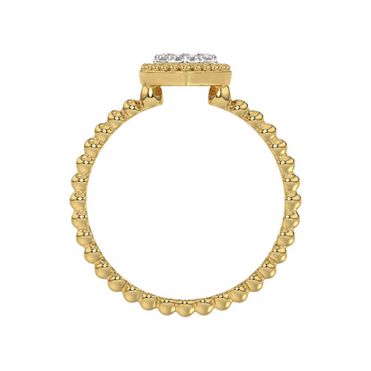 Ladies Halo Ring 0.10Ct Heart Shape Round Diamond 10K Yellow Gold
